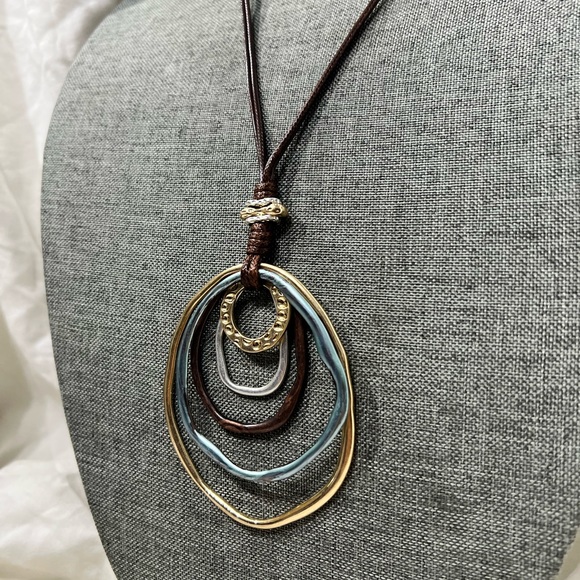 Fashion Jewelry BoHo Style Geometric Circles Plated in Gold, Silver, Blue & Brn. - Picture 2 of 11